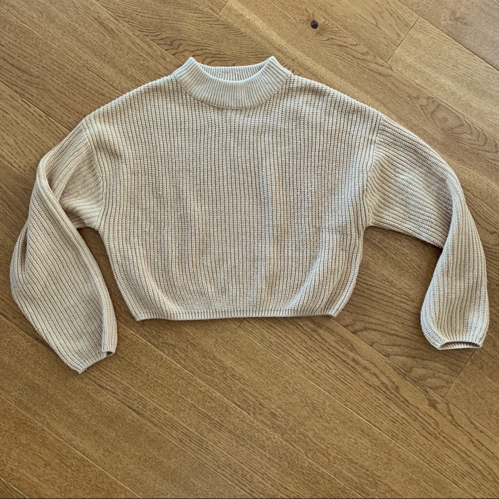 H&M Cropped Oversized Tan Sweater
